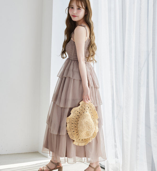  「ティアードシアーロングワンピ」|ワンピース|