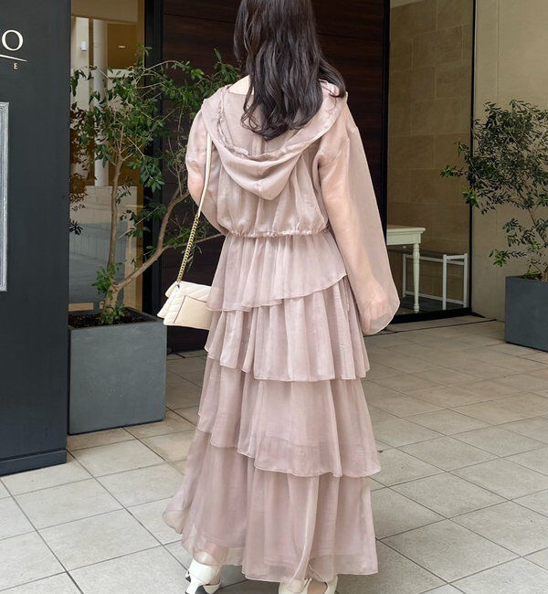  「ティアードシアーロングワンピ」|ワンピース|