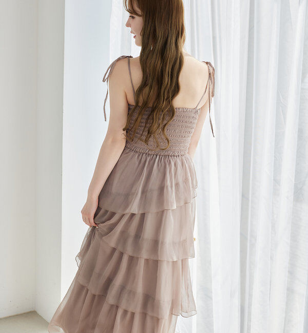  「ティアードシアーロングワンピ」|ワンピース|