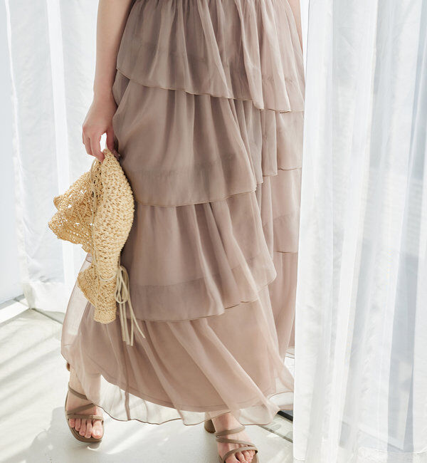  「ティアードシアーロングワンピ」|ワンピース|