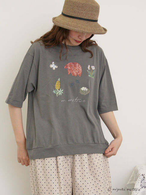 Samansa Mos2「【miyuki matsuo&times;Samansa Mos2】タックTシャツ」|Tシャツ・カットソー|チャコールグレー