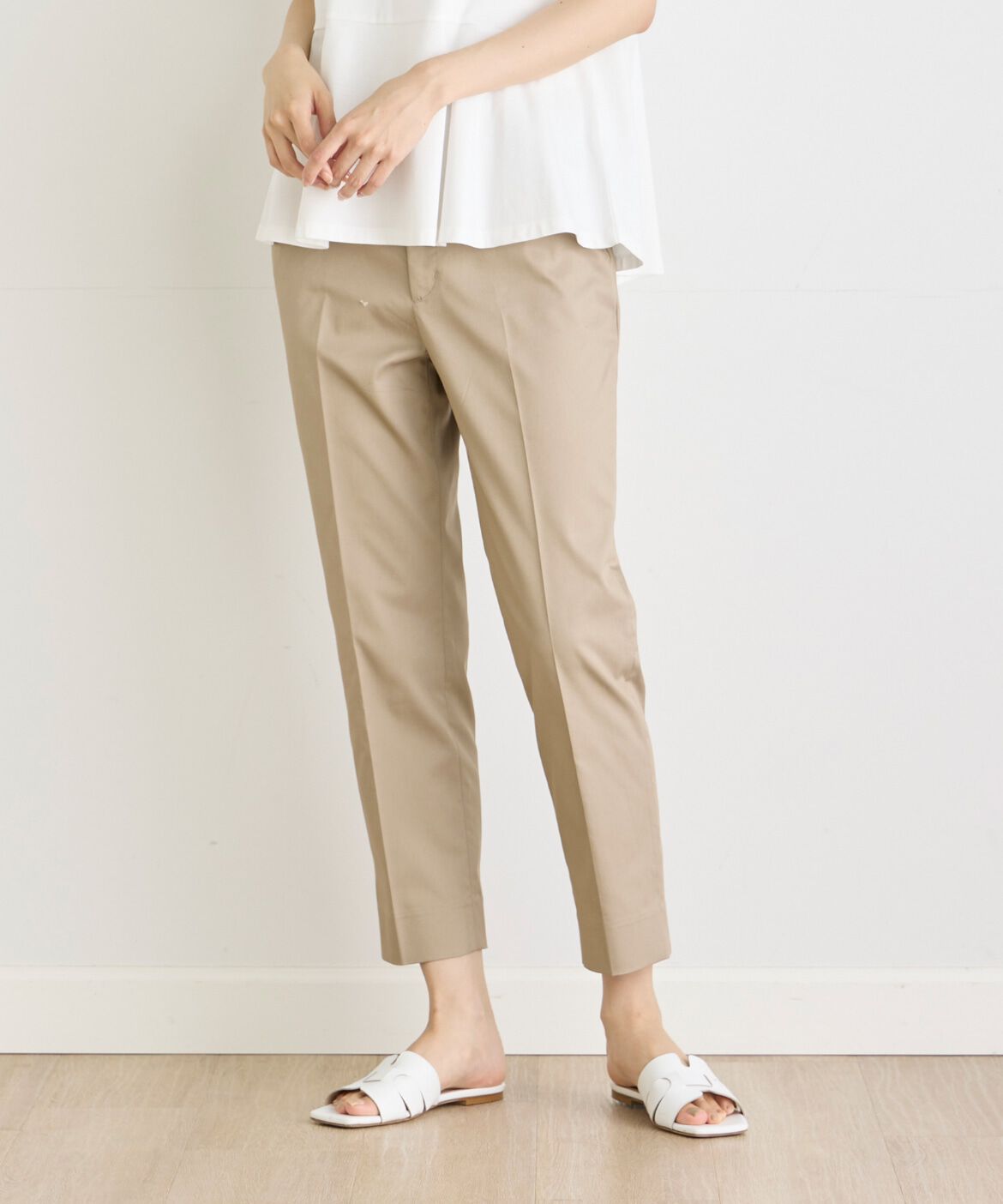 7-IDconcept.「コットンポリエステルストレッチベーシックパンツ」|その他|ベージュ2