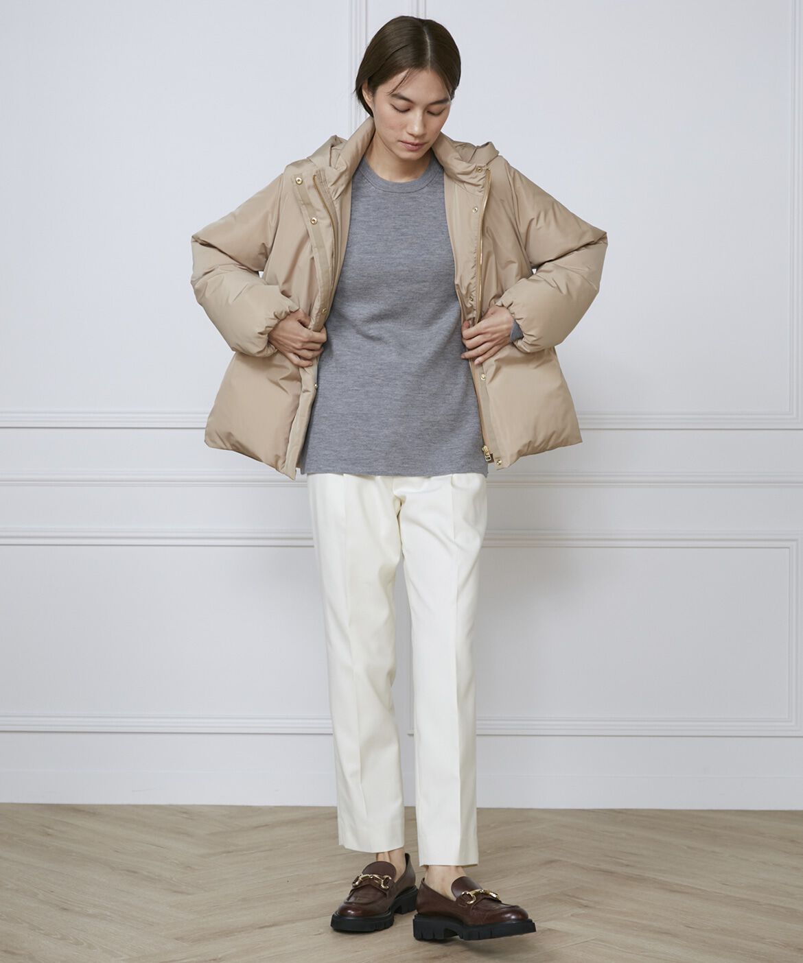 INED「《大きいサイズ》メタルボタンニットプルオーバー」|ニット・セーター|