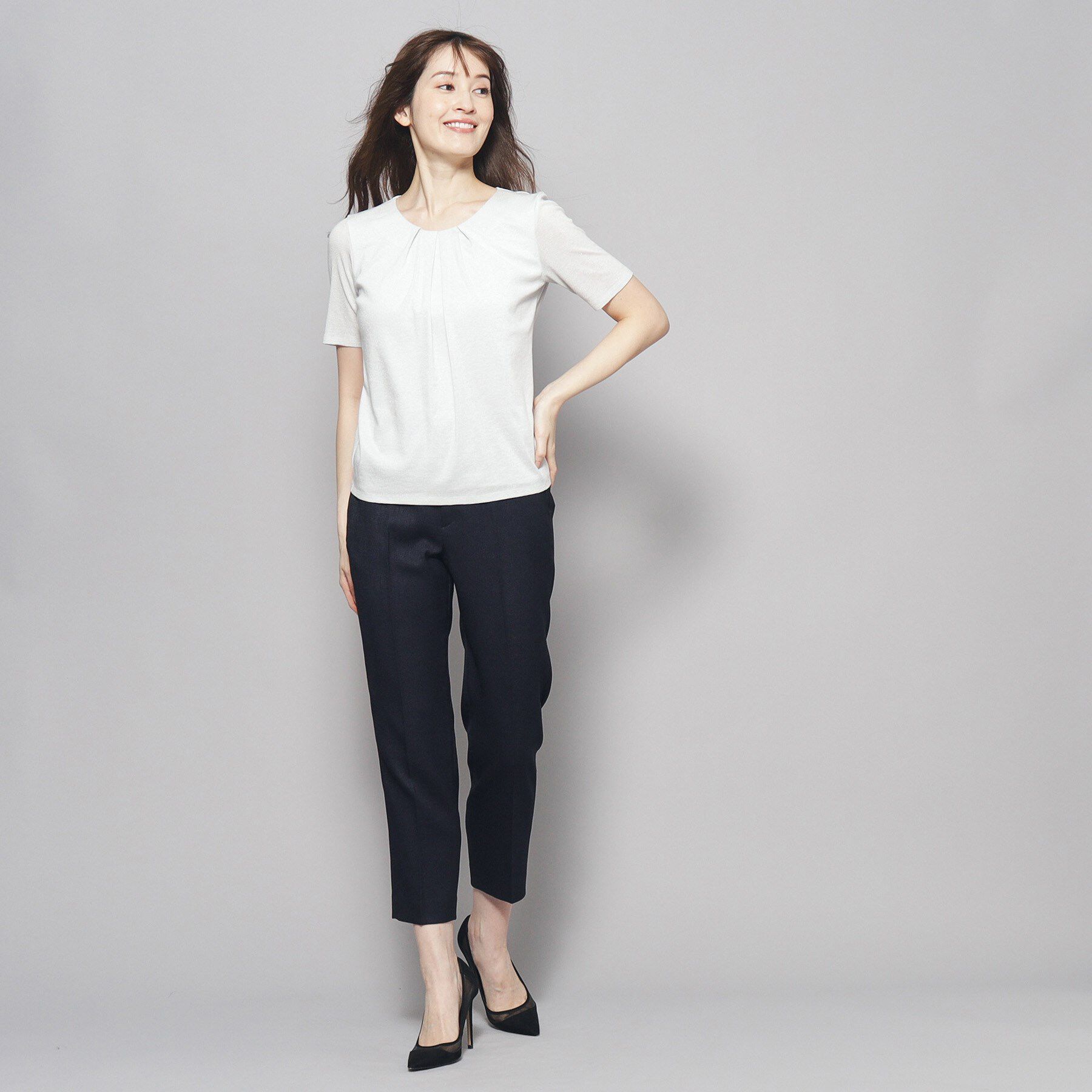 COUP DE CHANCE「【洗える／日本製／ラメ入り】上品ラウンドネックプルオーバー」|Tシャツ・カットソー|