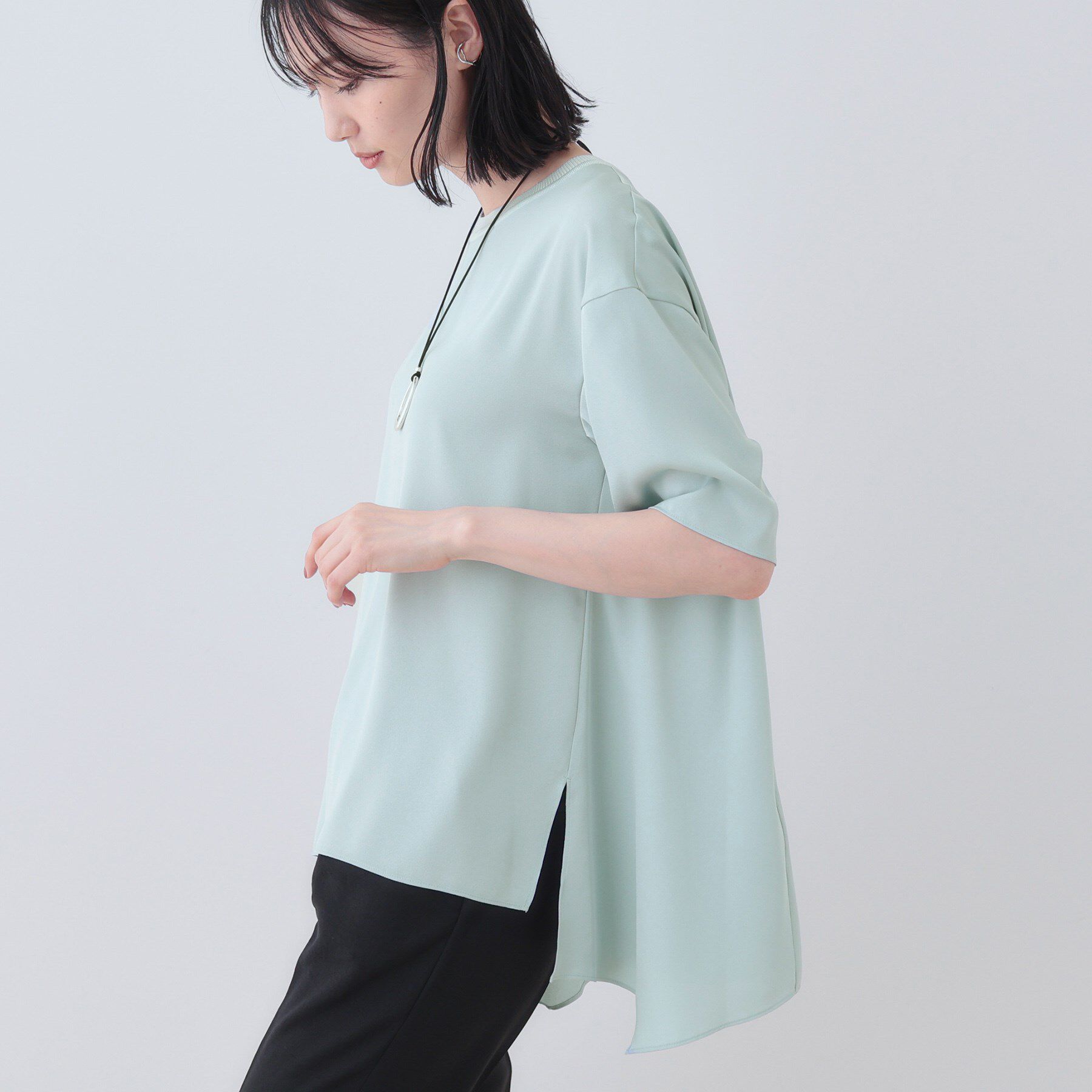 INDIVI「【バックシャン】デザインTブラウス」|Tシャツ・カットソー|