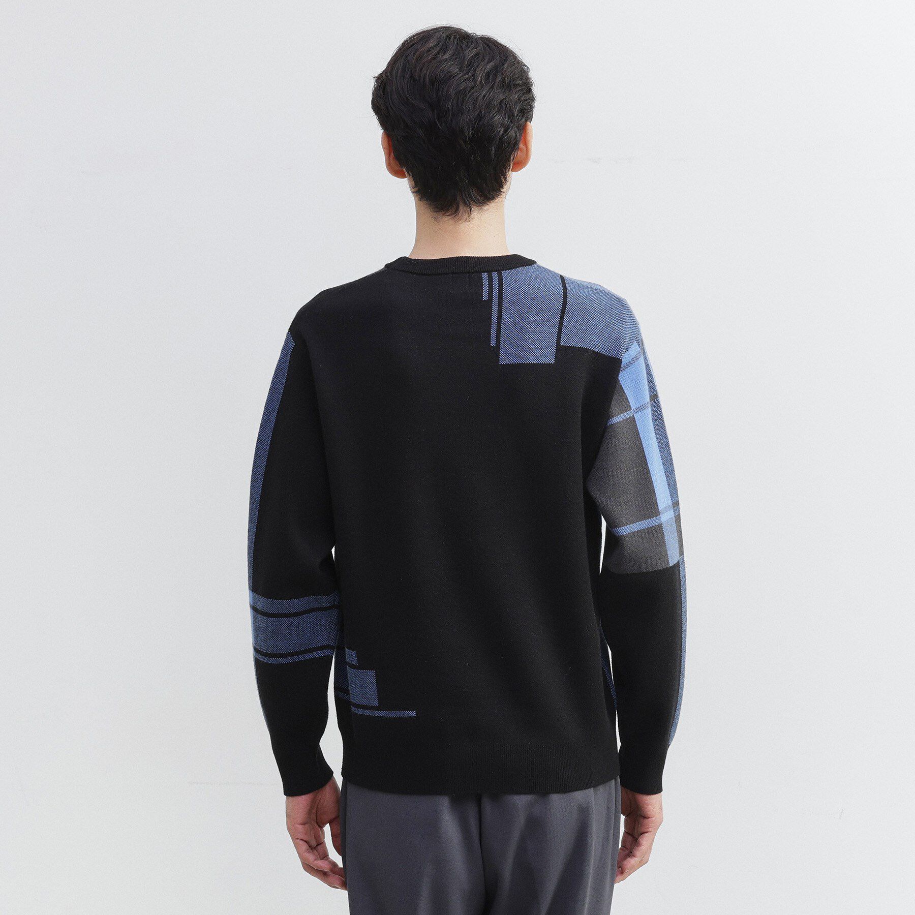 TAKEO KIKUCHI「ランダム チェック ジャカード ニット」|ニット・セーター|