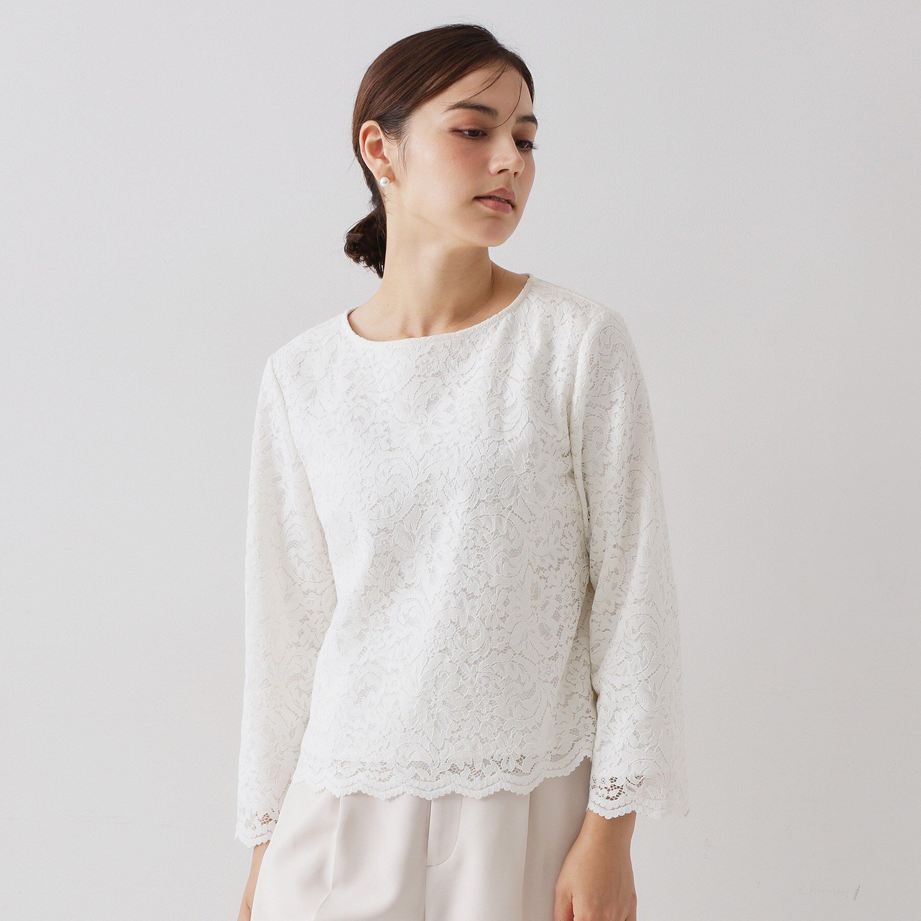 OPAQUE.CLIP「≪通勤・セレモニー対応≫ レースブラウス【洗濯機OK】」|シャツ・ブラウス|
