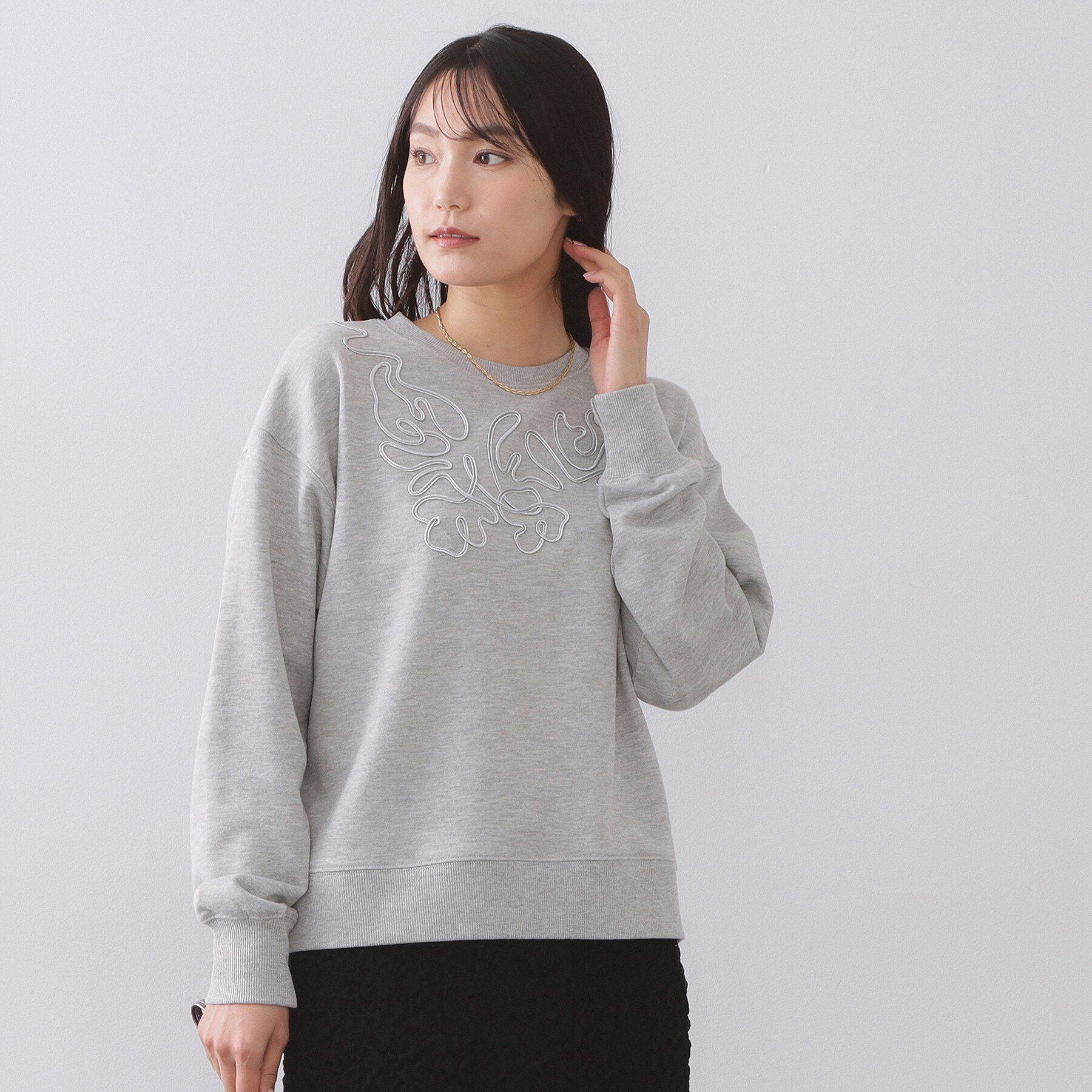 OPAQUE.CLIP「コード刺繍裏毛プルオーバー【洗濯機OK】」|パーカー|グレー(012)