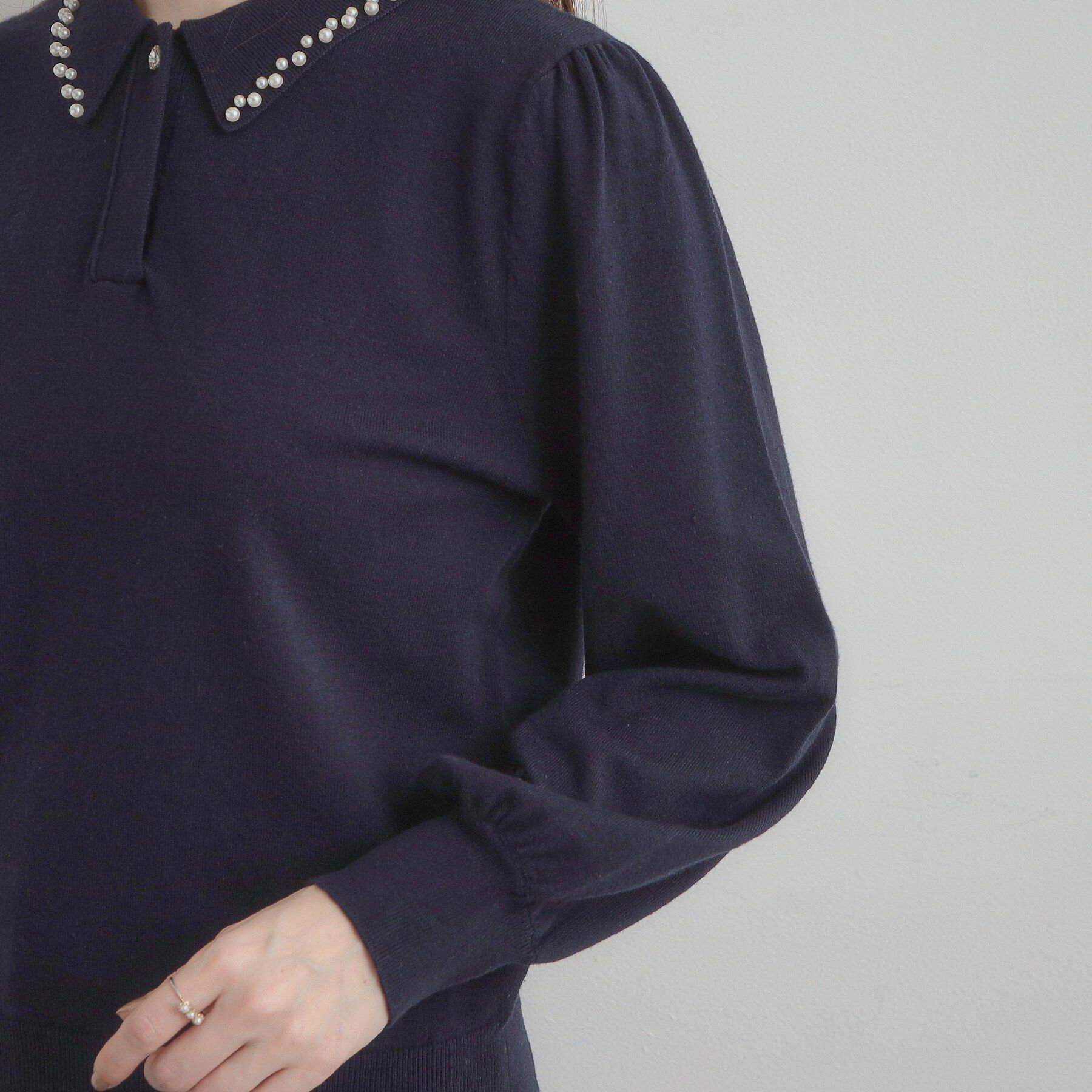 Couture broach「【洗える・着映え】パール調衿ニット」|ニット・セーター|