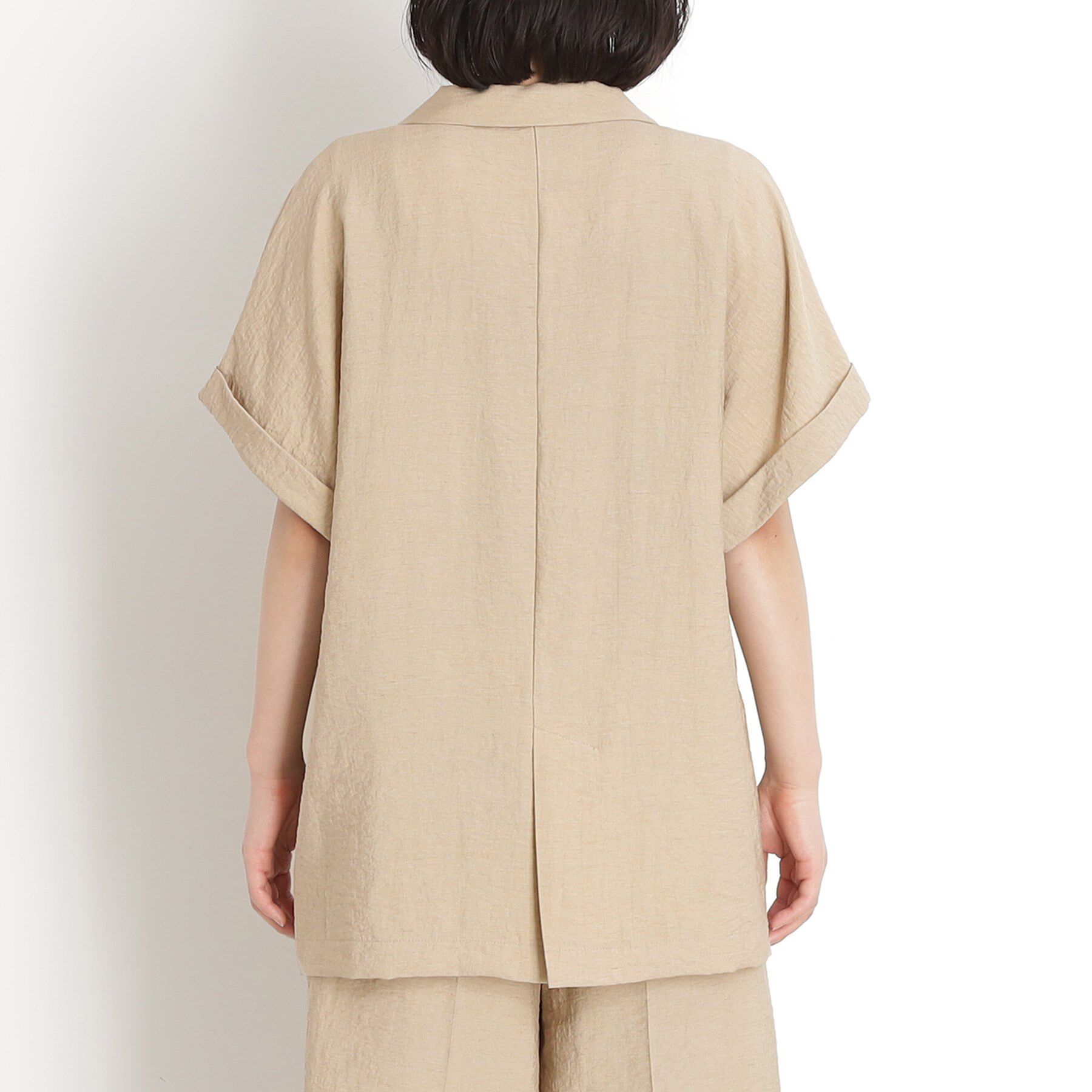 THE SHOP TK「リネン混半袖テーラージャケット【洗える/セットアップ可】」|テーラードジャケット|