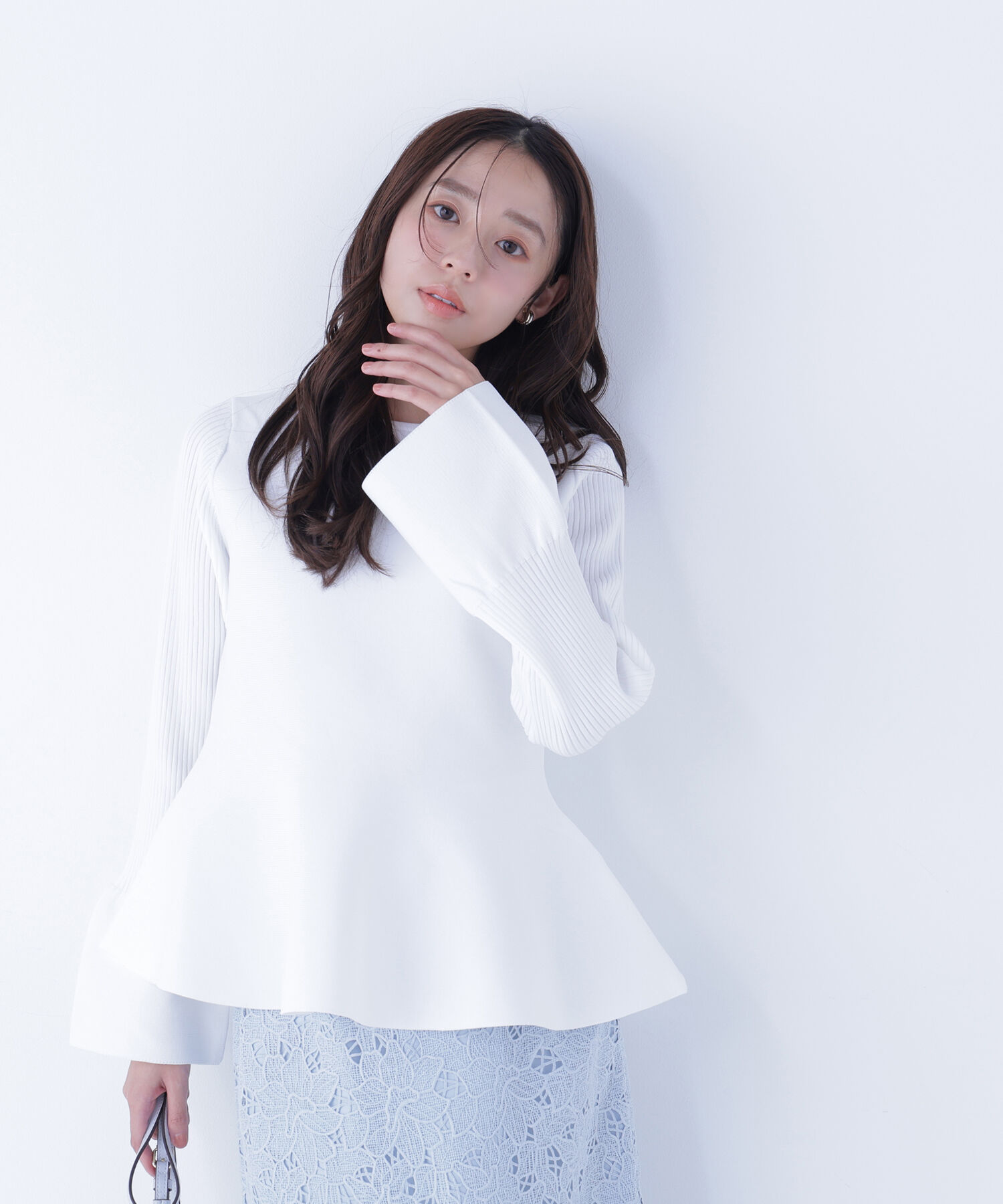  「ベルスリーブペプラムニット」|ニット・セーター|