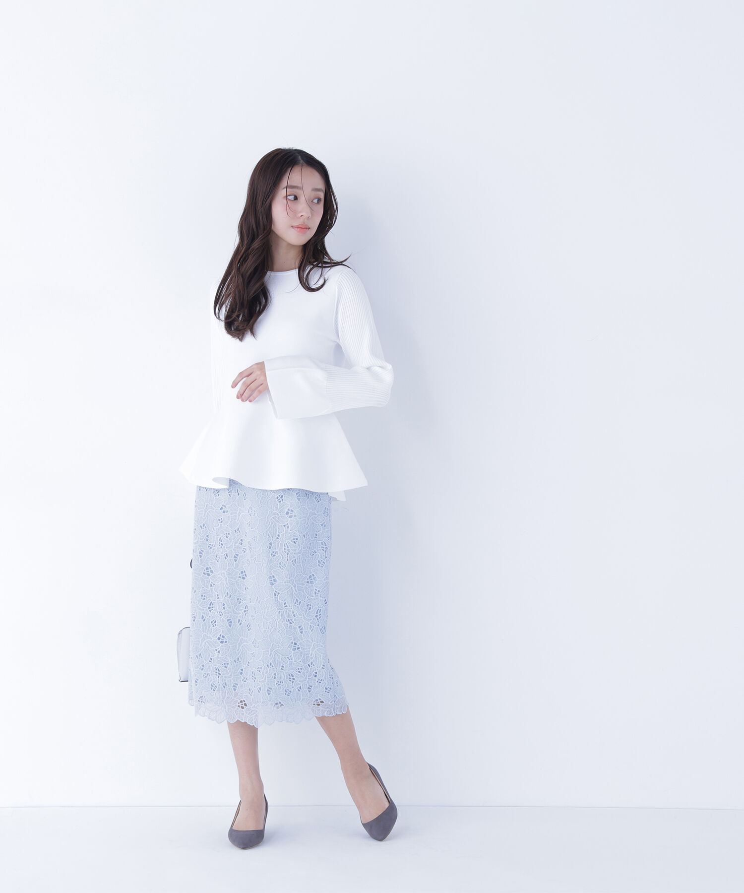  「ベルスリーブペプラムニット」|ニット・セーター|