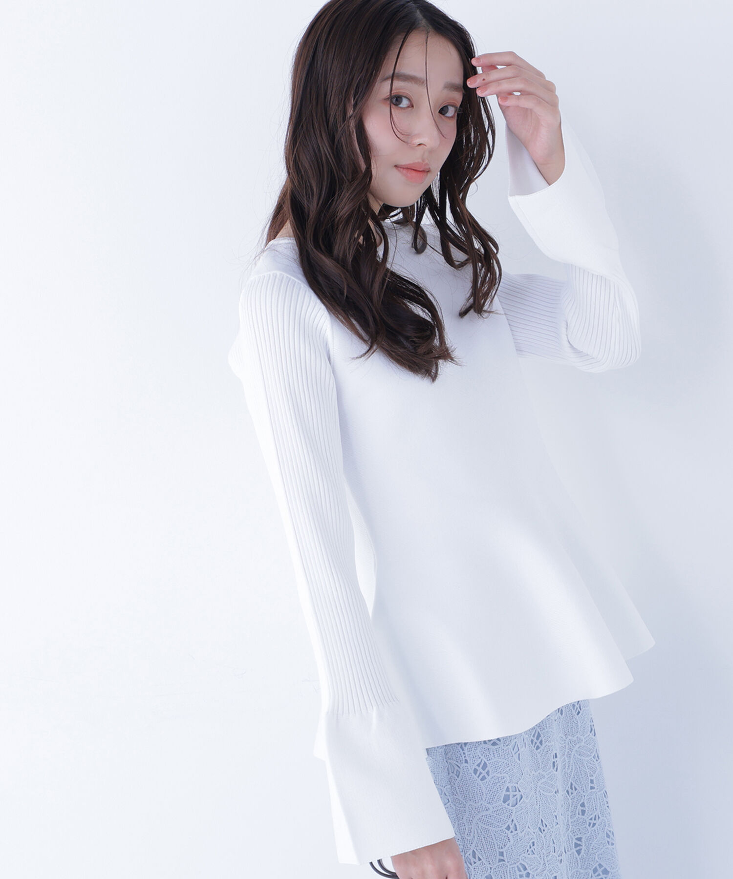  「ベルスリーブペプラムニット」|ニット・セーター|