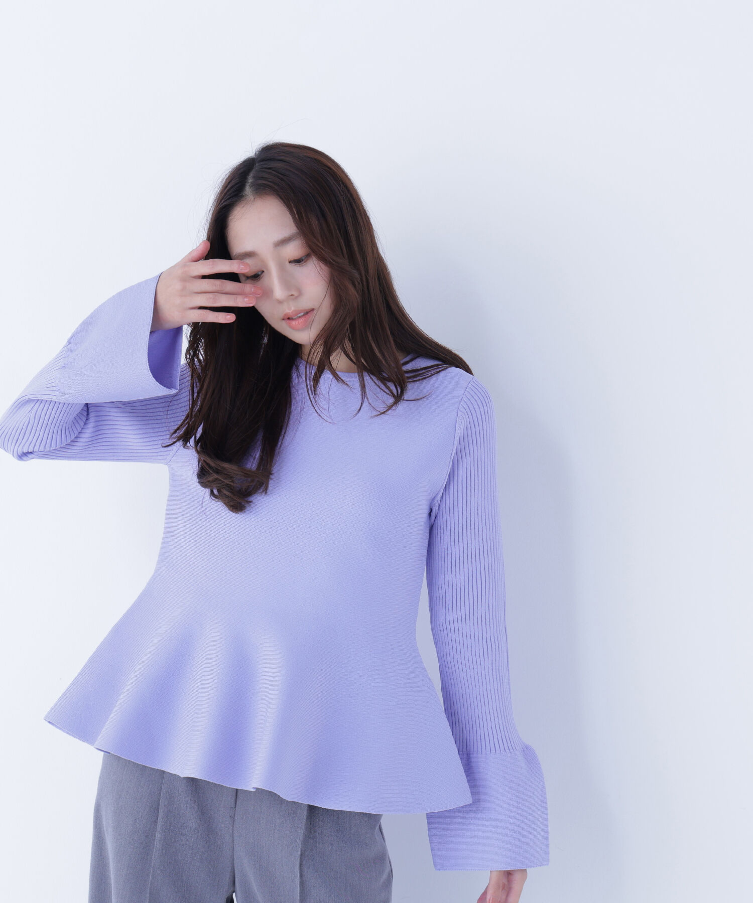  「ベルスリーブペプラムニット」|ニット・セーター|