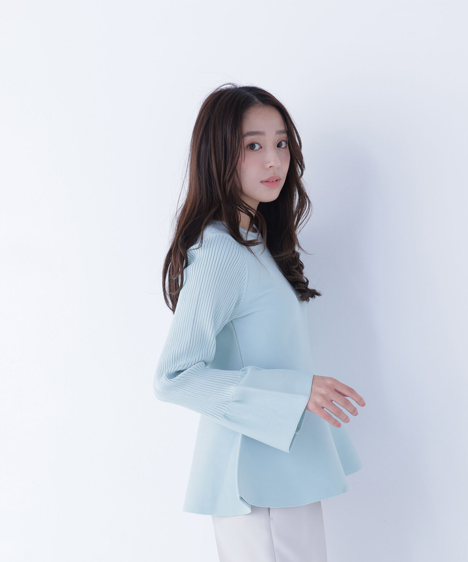  「ベルスリーブペプラムニット」|ニット・セーター|