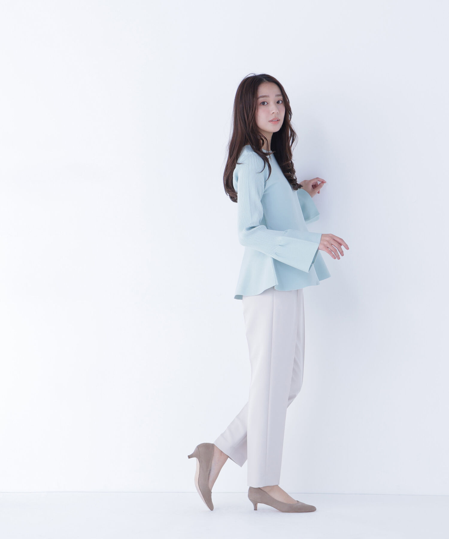  「ベルスリーブペプラムニット」|ニット・セーター|