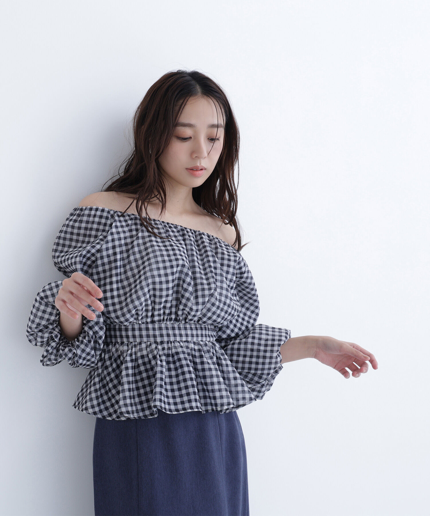  「シアーギャザーペプラムブラウス」|シャツ・ブラウス|