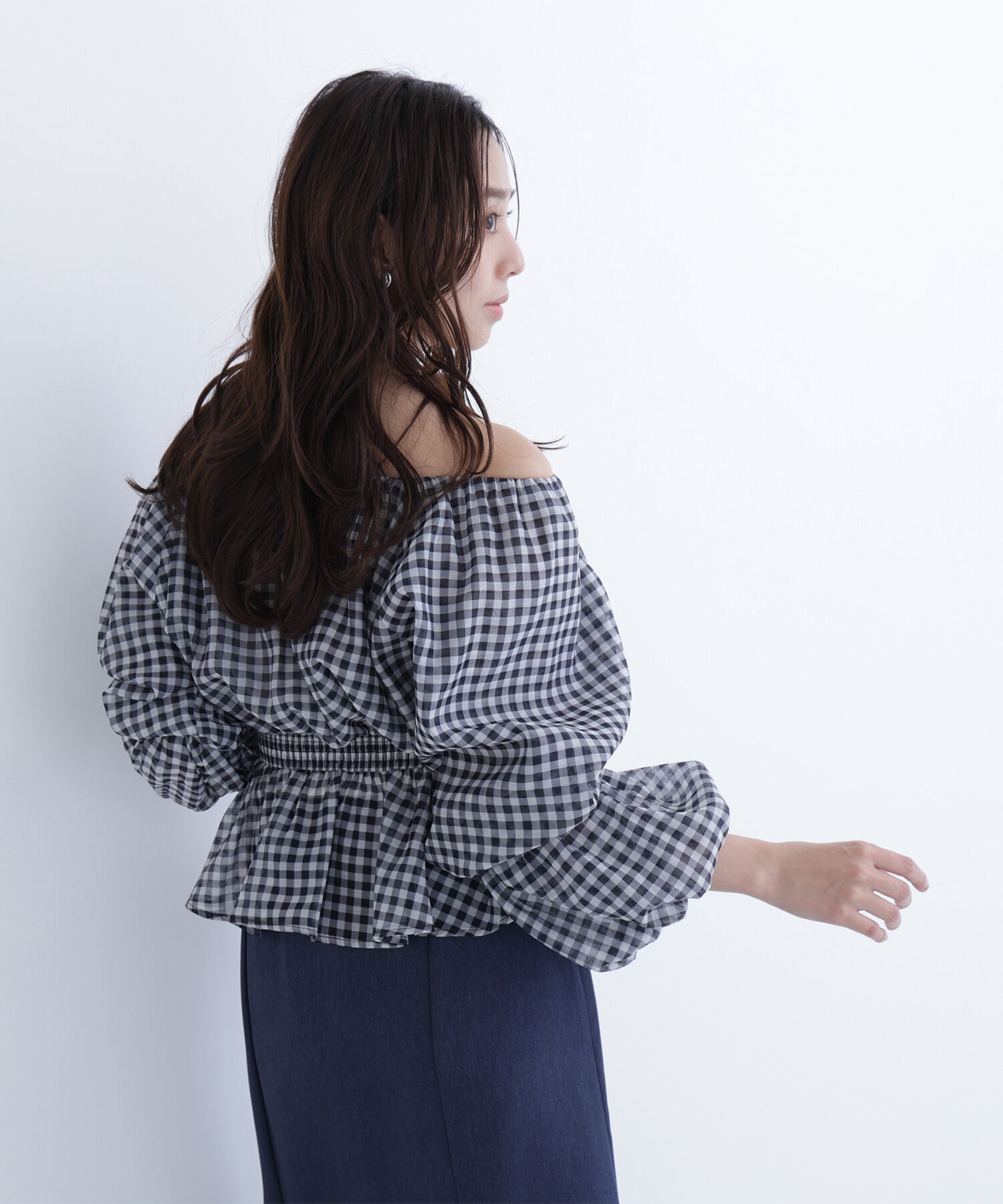  「シアーギャザーペプラムブラウス」|シャツ・ブラウス|