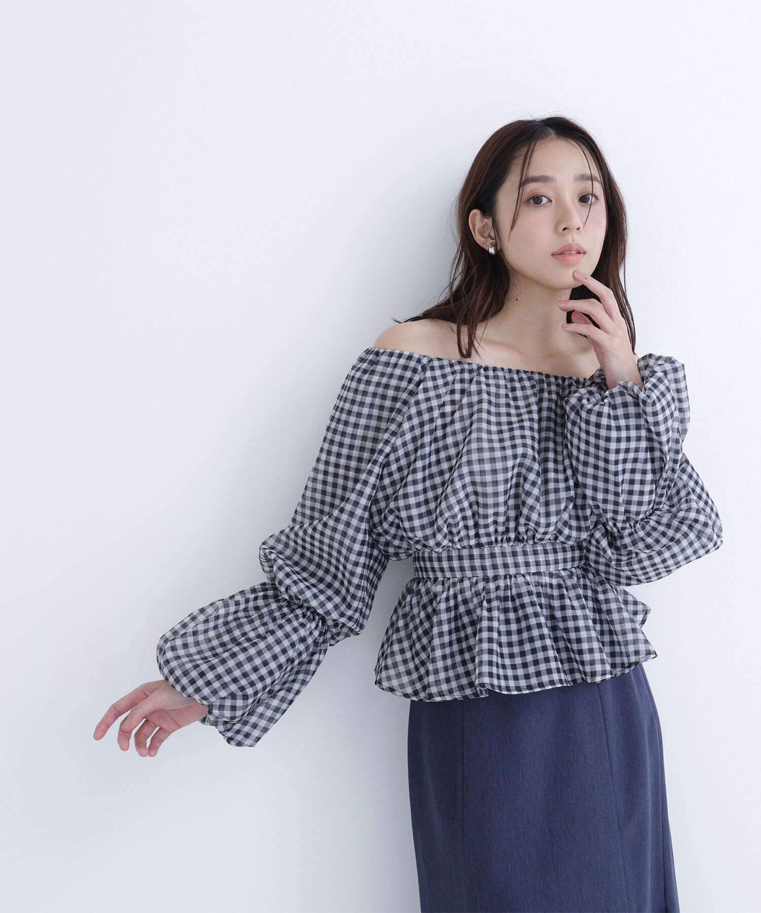  「シアーギャザーペプラムブラウス」|シャツ・ブラウス|