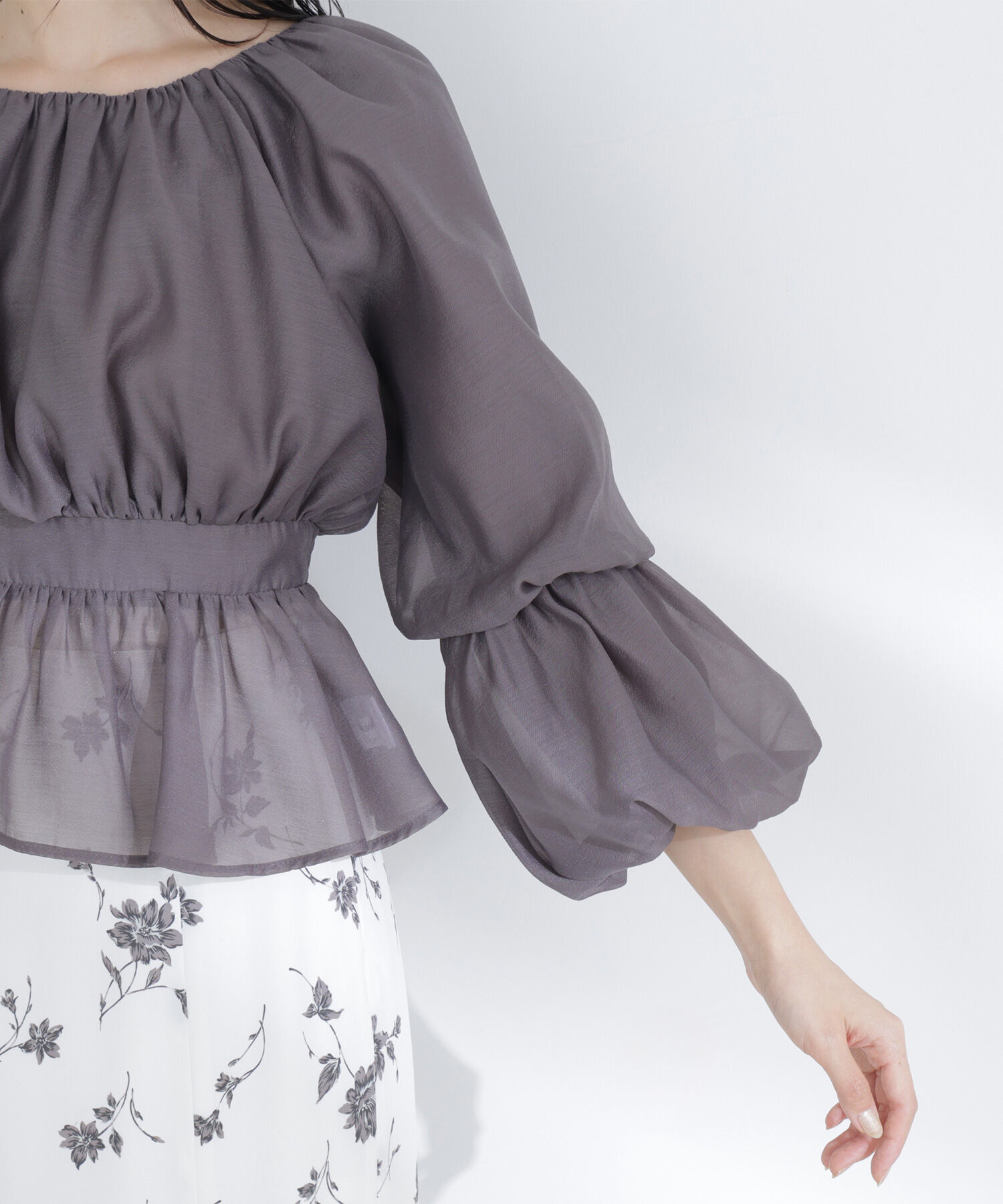  「シアーギャザーペプラムブラウス」|シャツ・ブラウス|