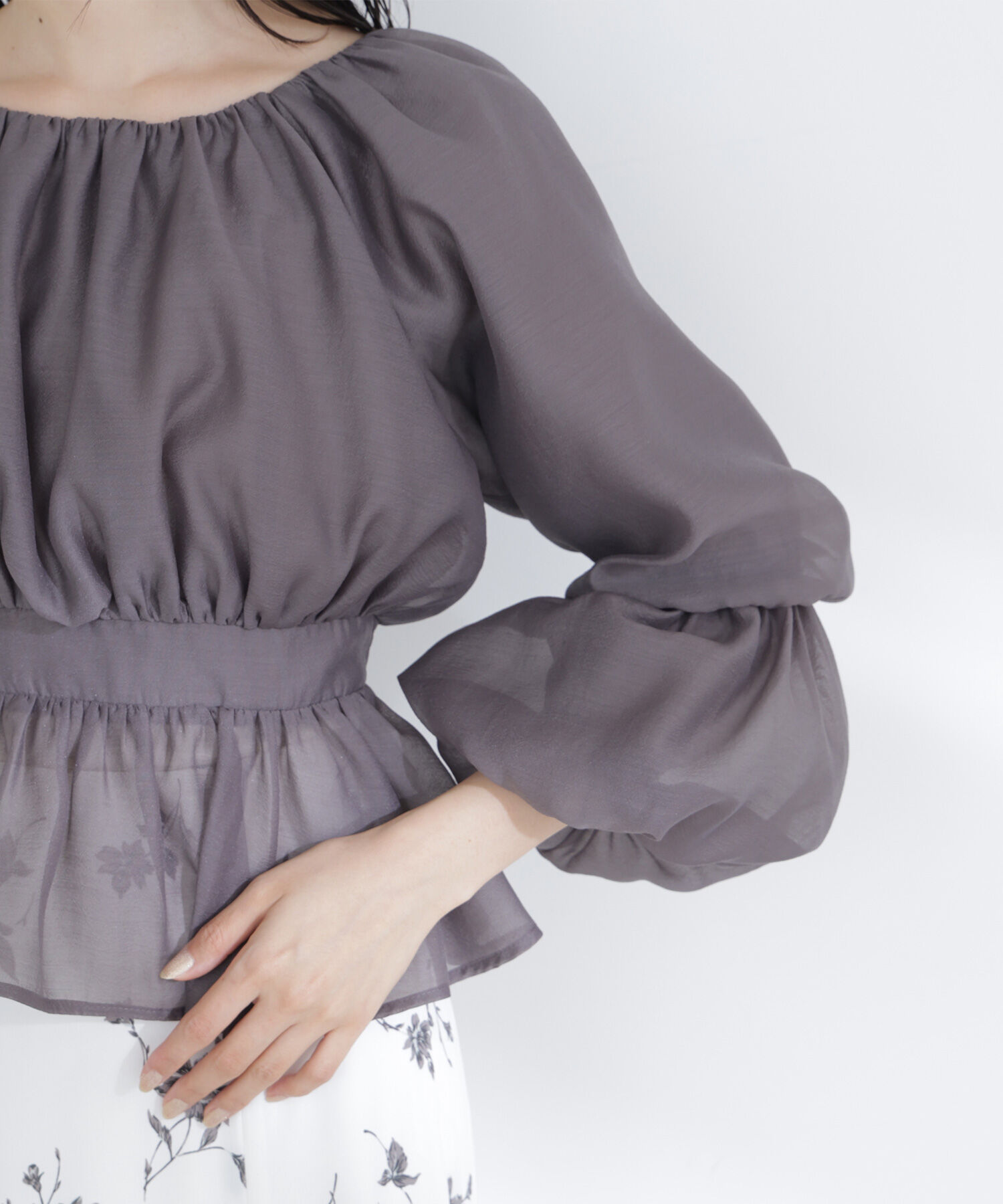  「シアーギャザーペプラムブラウス」|シャツ・ブラウス|