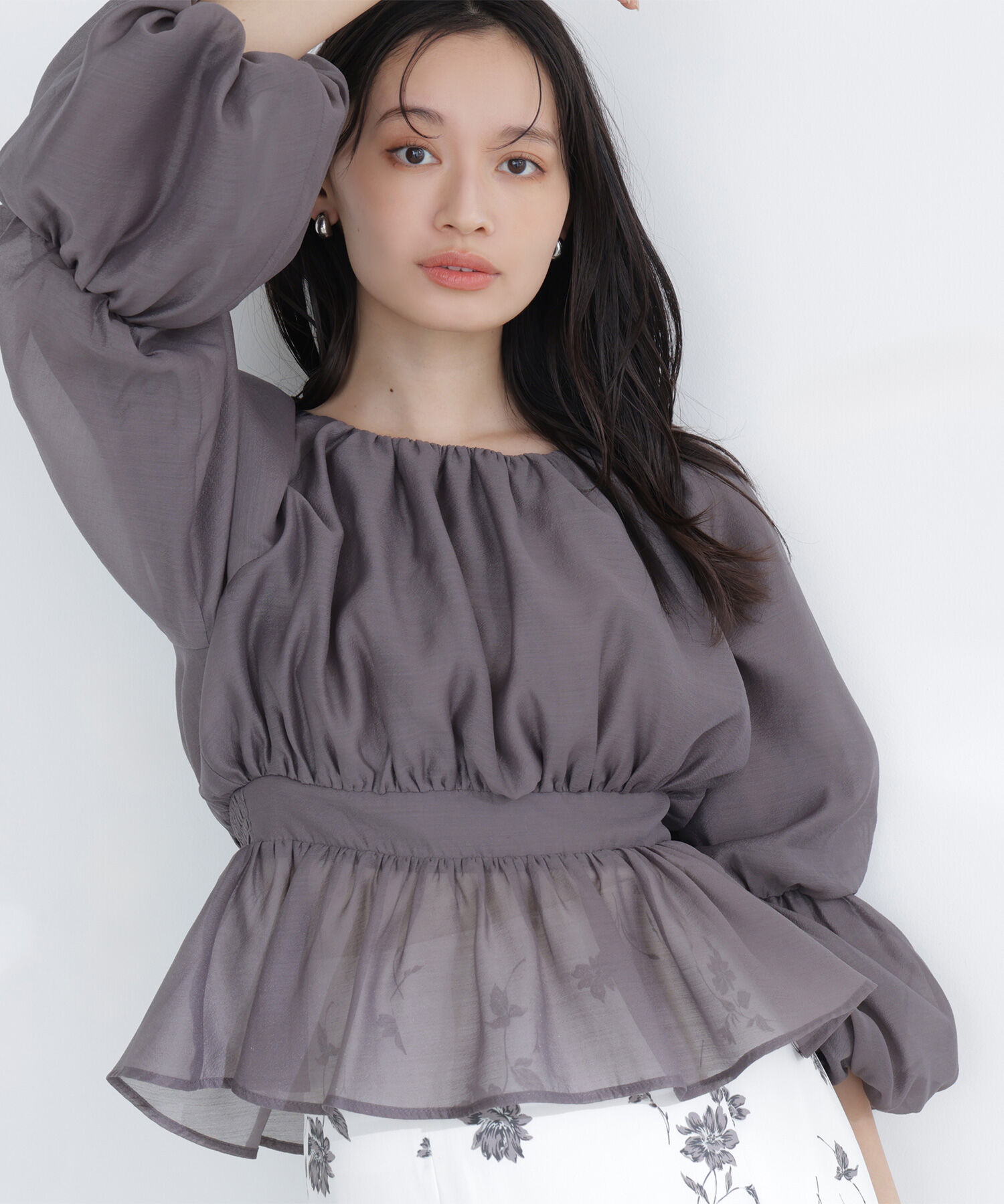  「シアーギャザーペプラムブラウス」|シャツ・ブラウス|