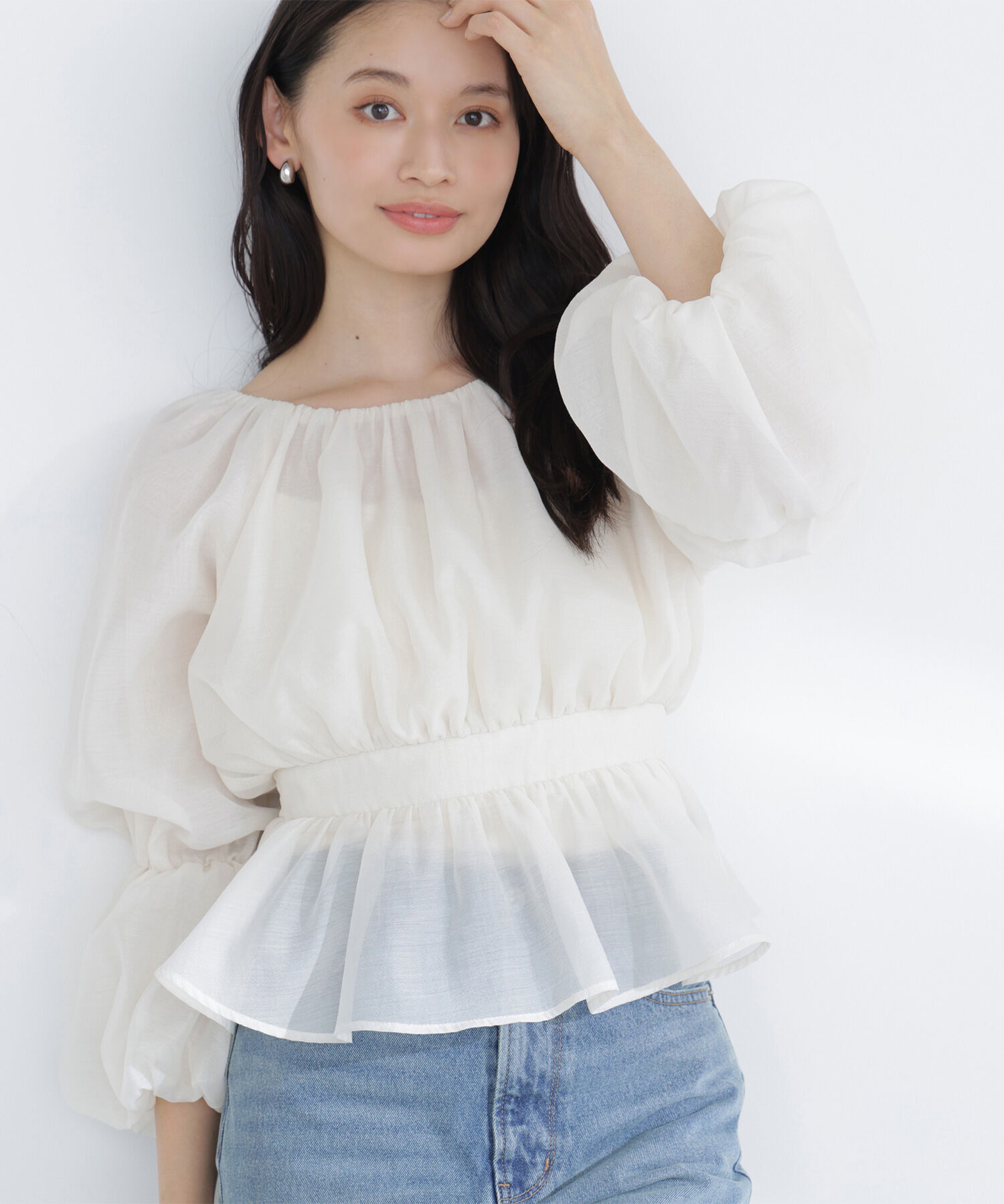  「シアーギャザーペプラムブラウス」|シャツ・ブラウス|