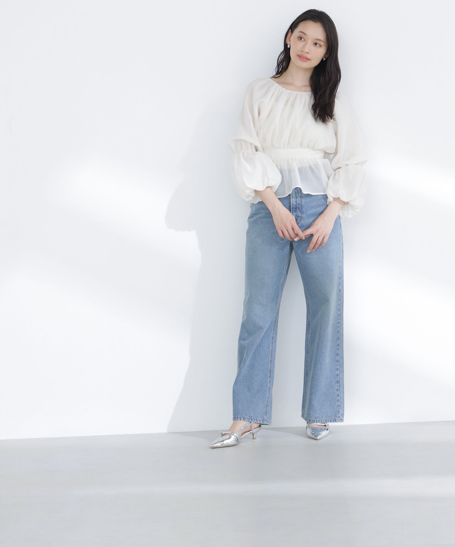  「シアーギャザーペプラムブラウス」|シャツ・ブラウス|