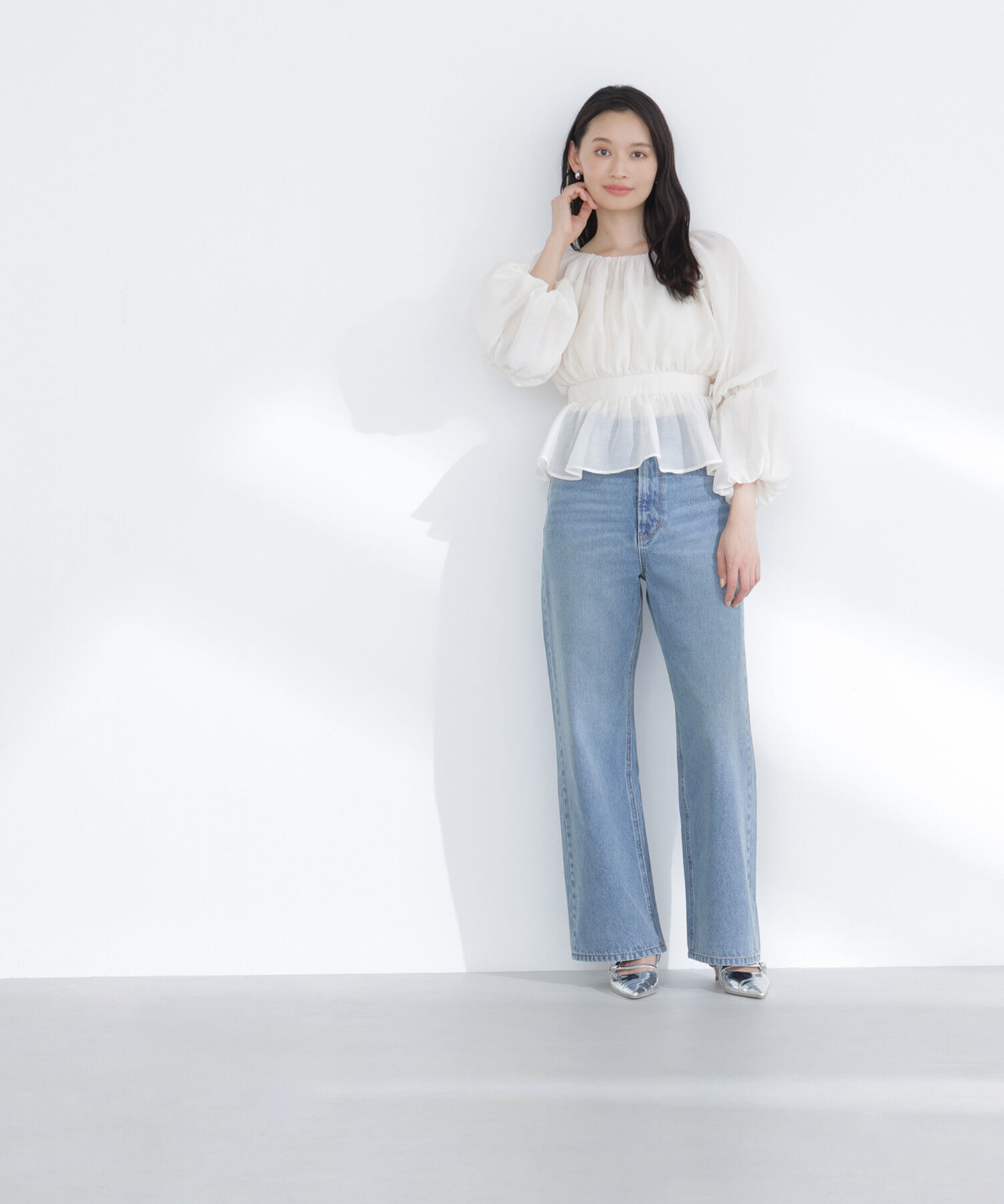  「シアーギャザーペプラムブラウス」|シャツ・ブラウス|