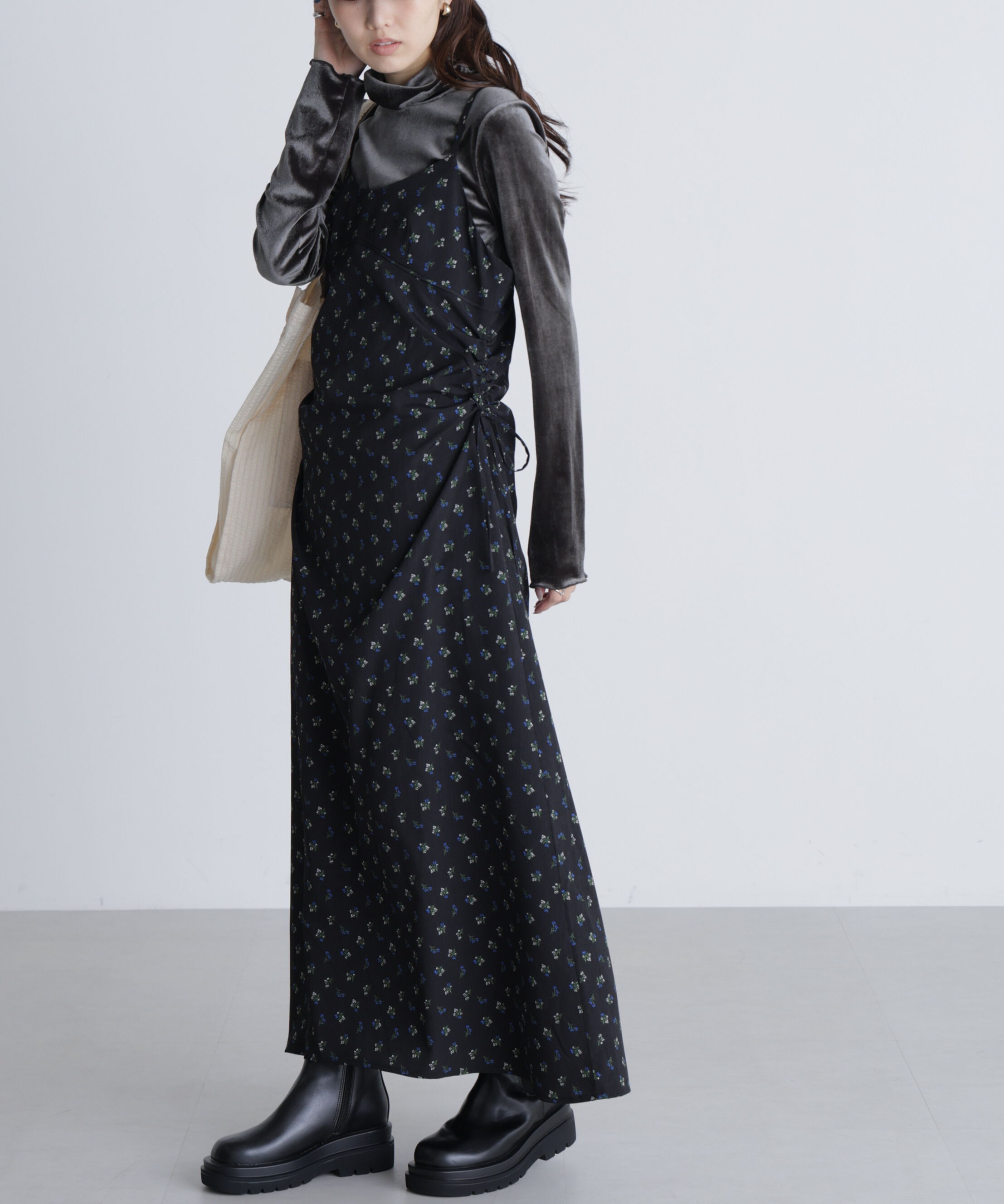  「小花柄ドロストキャミワンピース」|ワンピース|