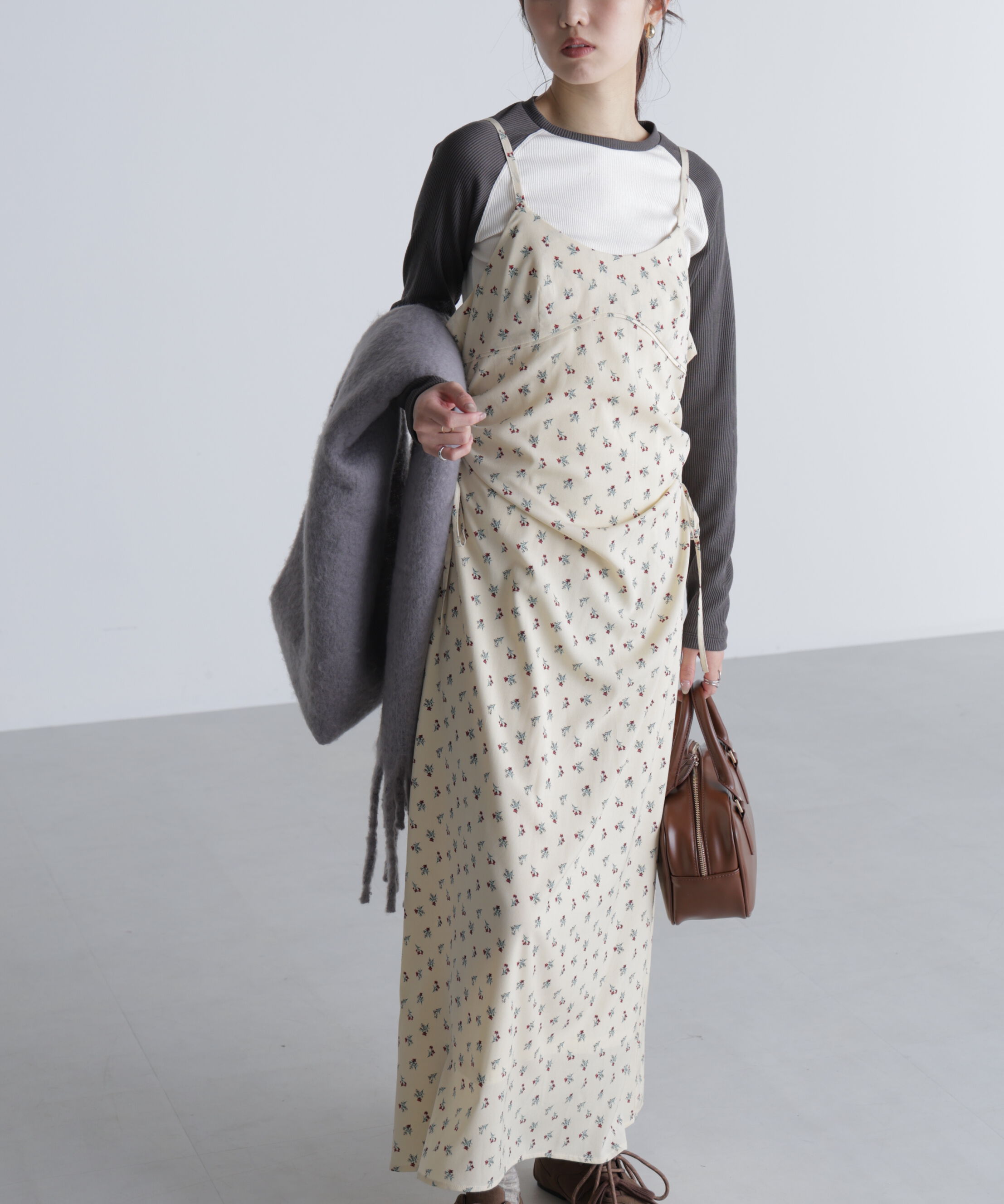  「小花柄ドロストキャミワンピース」|ワンピース|