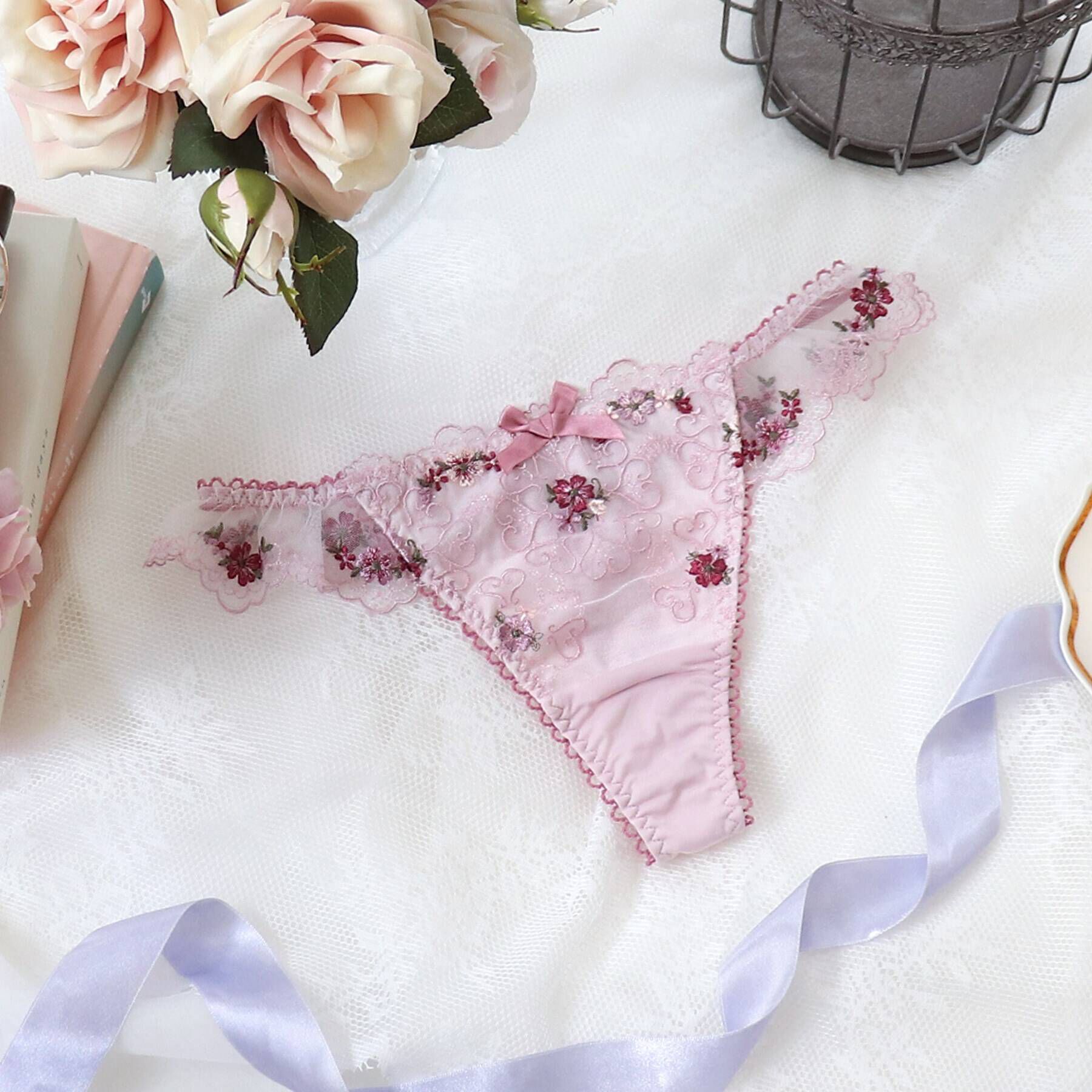 Risa Magli「アマイア Tバックショーツ」|インナー|ピンク(070)