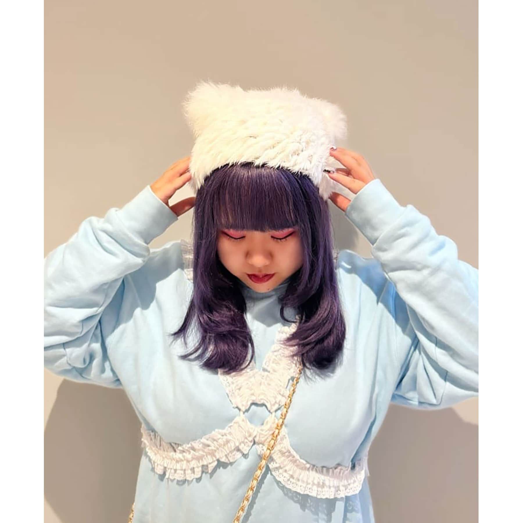 Grandedge「ロングファーくまみみニット帽」|ニット帽|