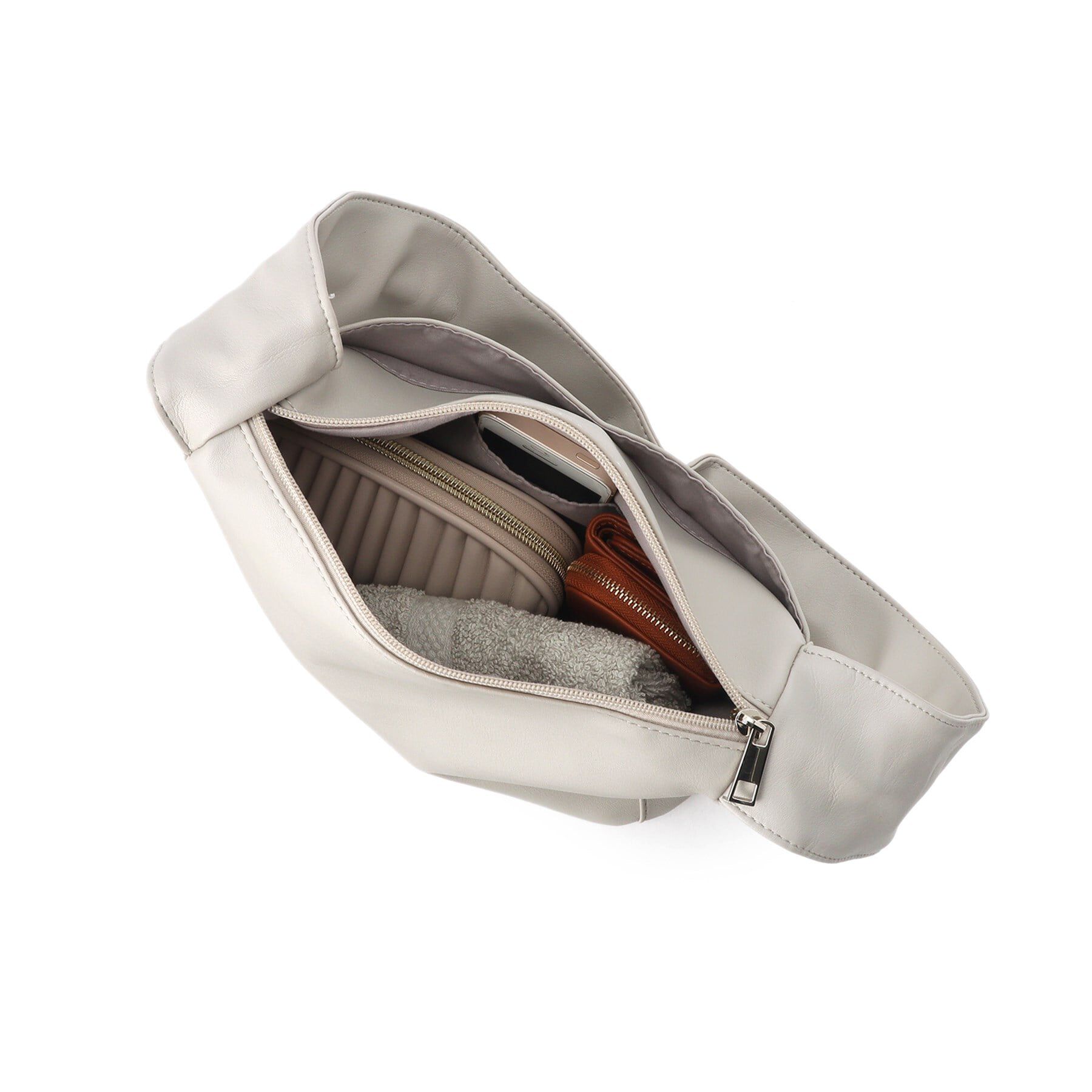 Ober Tashe「合皮ギャザーハンドルスクエアバッグ」|ハンドバッグ|