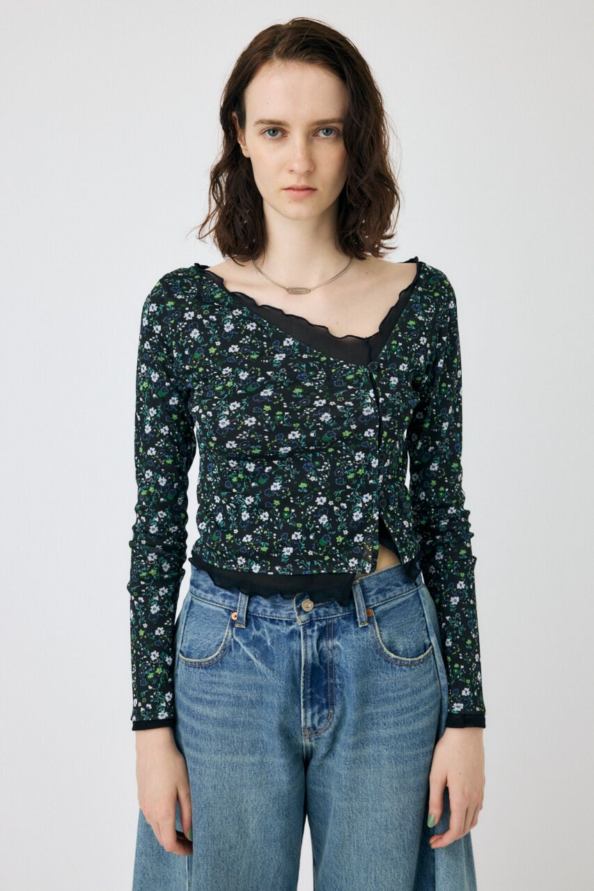 MOUSSY「LAYERED ASSYMETRIC SHEER トップス」|Tシャツ・カットソー|