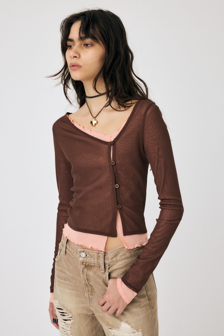 MOUSSY「LAYERED ASSYMETRIC SHEER トップス」|Tシャツ・カットソー|