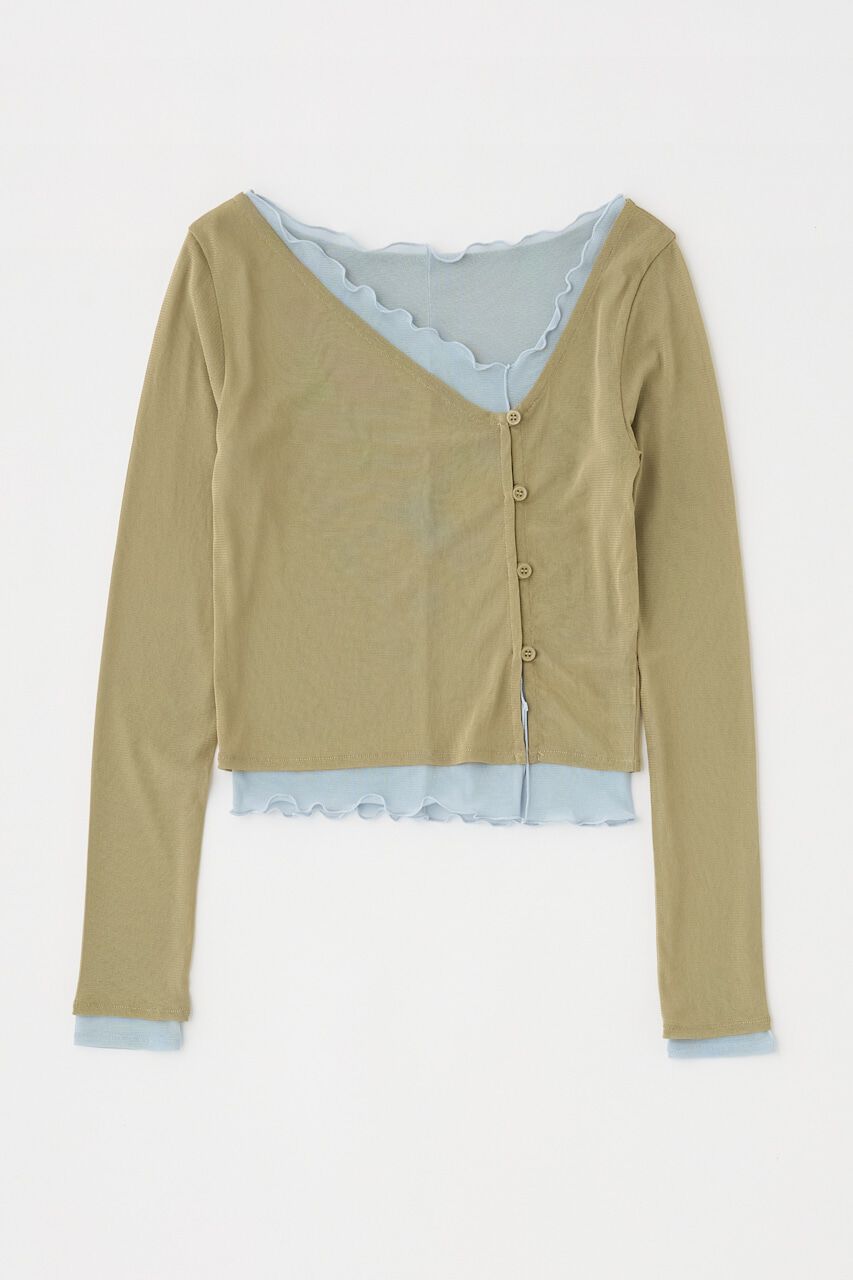 MOUSSY「LAYERED ASSYMETRIC SHEER トップス」|Tシャツ・カットソー|L/KHA1