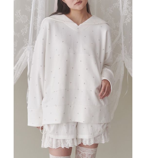 merry jenny「petit flowerセーラースウェット」|スウェット・ジャージ|オフホワイト