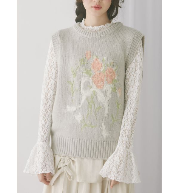 merry jenny「bouquet sweater vest」|ベスト・ジレ|グレー