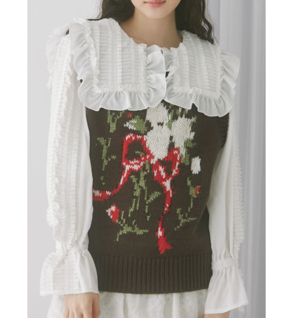 merry jenny「bouquet sweater vest」|ベスト・ジレ|ブラウン