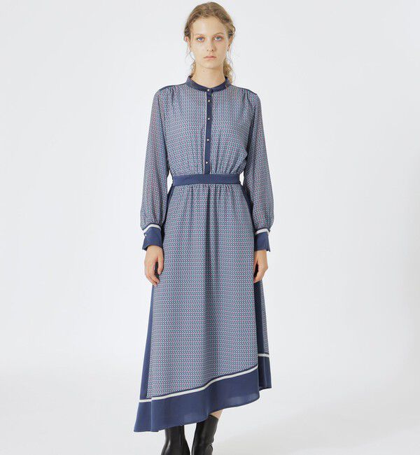  「【ドラマ着用商品】フラスコジオメトリックプリントワンピース」|ワンピース|サックスブルー