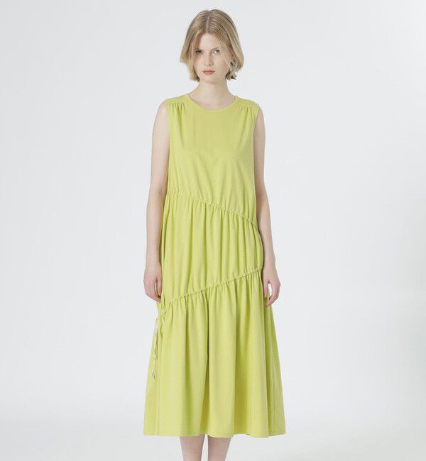  「ギャザーノースリーブワンピース」|ワンピース|イエロー
