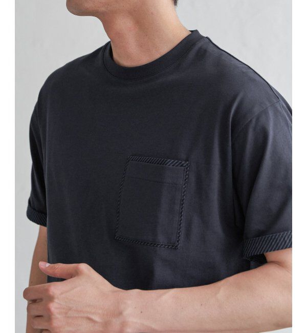 ikka「ストライプMIXポケットTシャツ」|Tシャツ・カットソー|