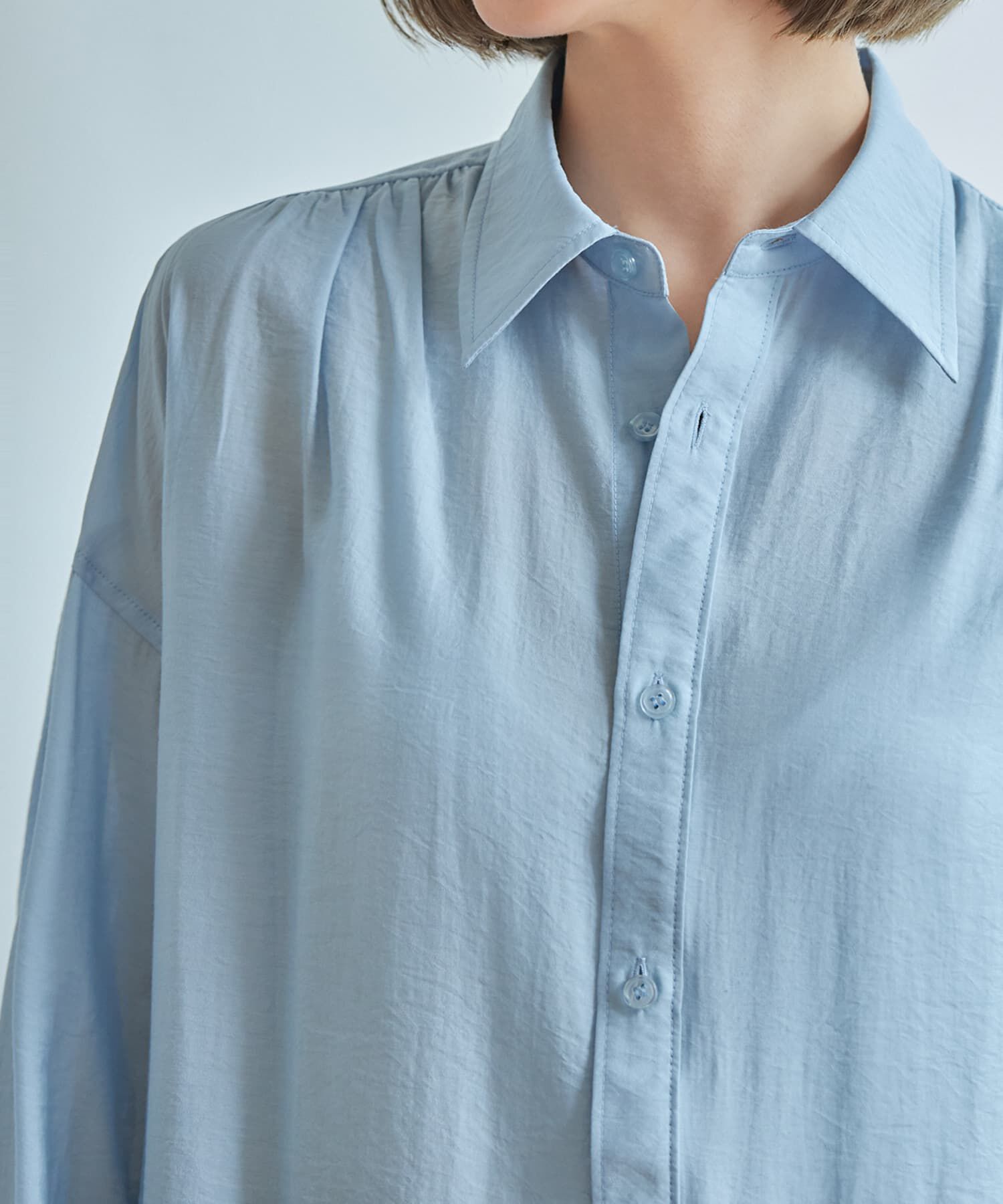 STYLE DELI「微シアー＆微光沢シワ加工シャツワンピース」|ワンピース|