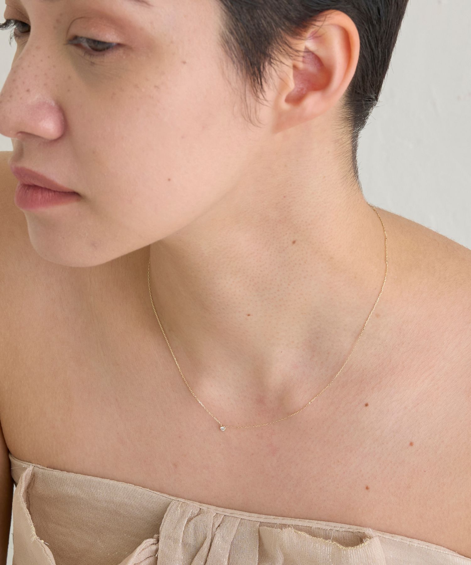 JUPITER「【K10】一粒ダイヤモンドネックレス　全長40㎝(調節した時の長さ36.5㎝)」|ネックレス|