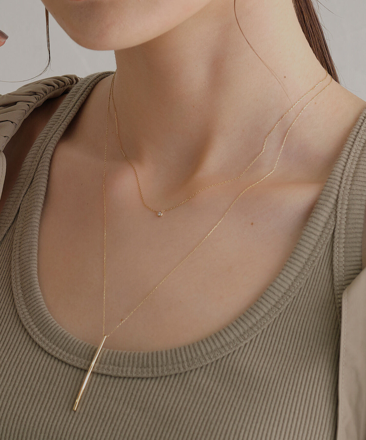 JUPITER「【K10】一粒ダイヤモンドネックレス　全長40㎝(調節した時の長さ36.5㎝)」|ネックレス|