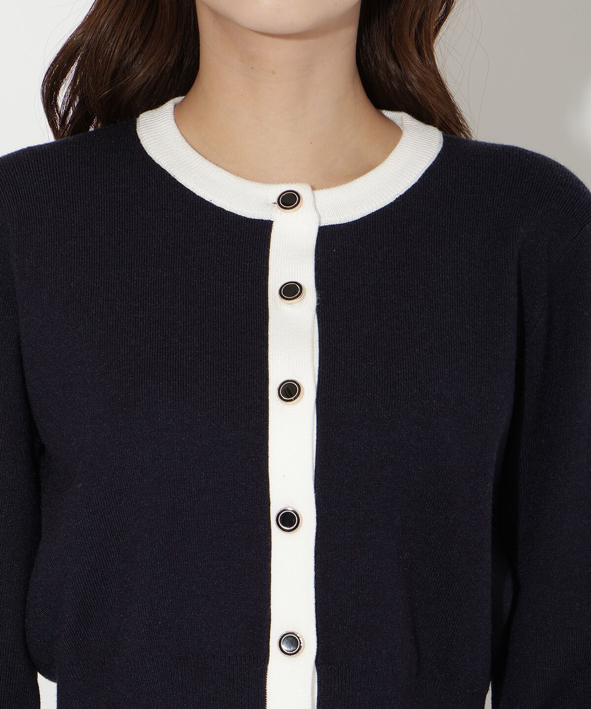 アンドクチュール「配色カーディガン」|カーディガン|