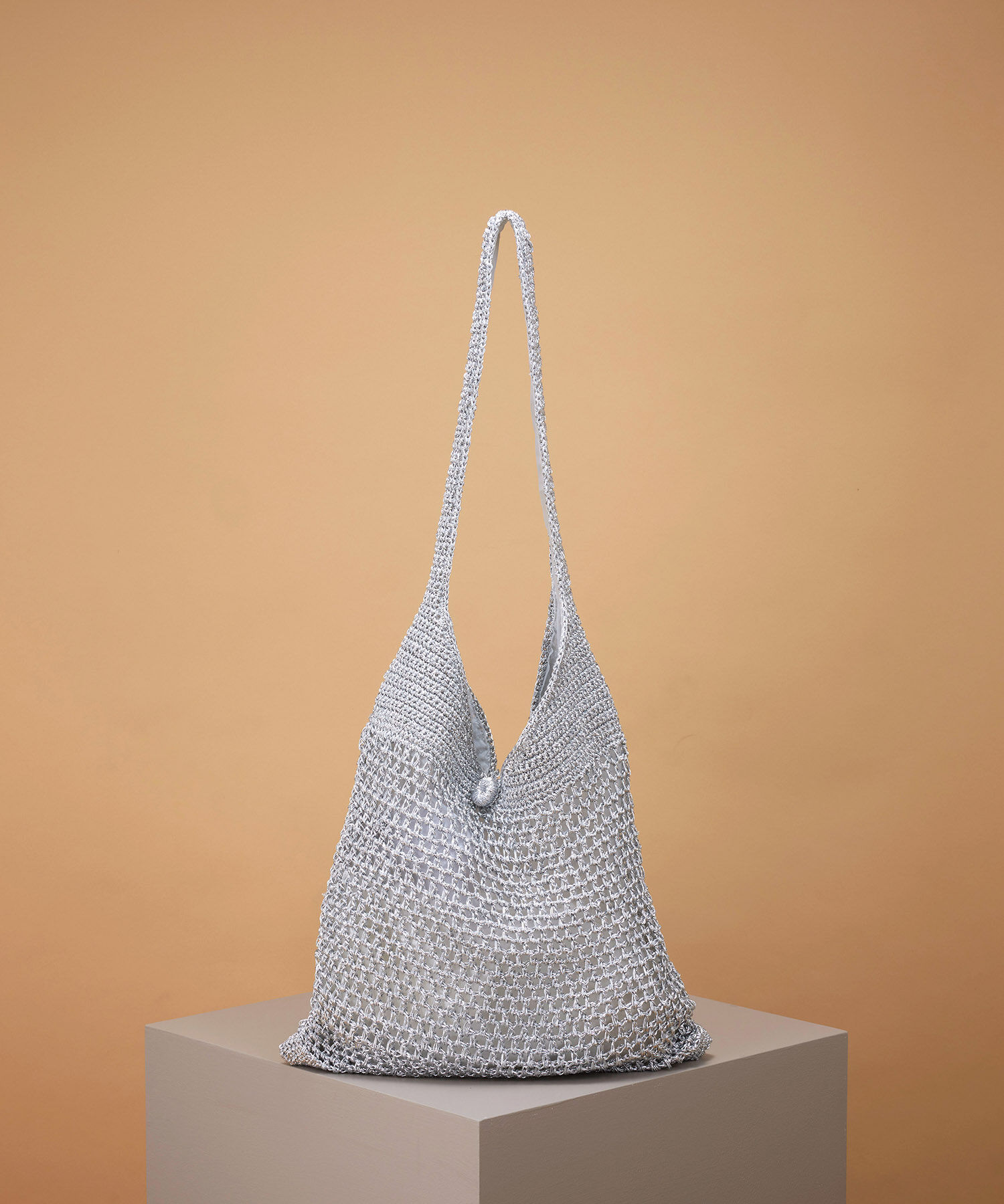 TOPKAPI TREASURE「【TREASURE TOPKAPI】メタリックニット ワンショルダー バッグ」|トートバッグ|シルバー