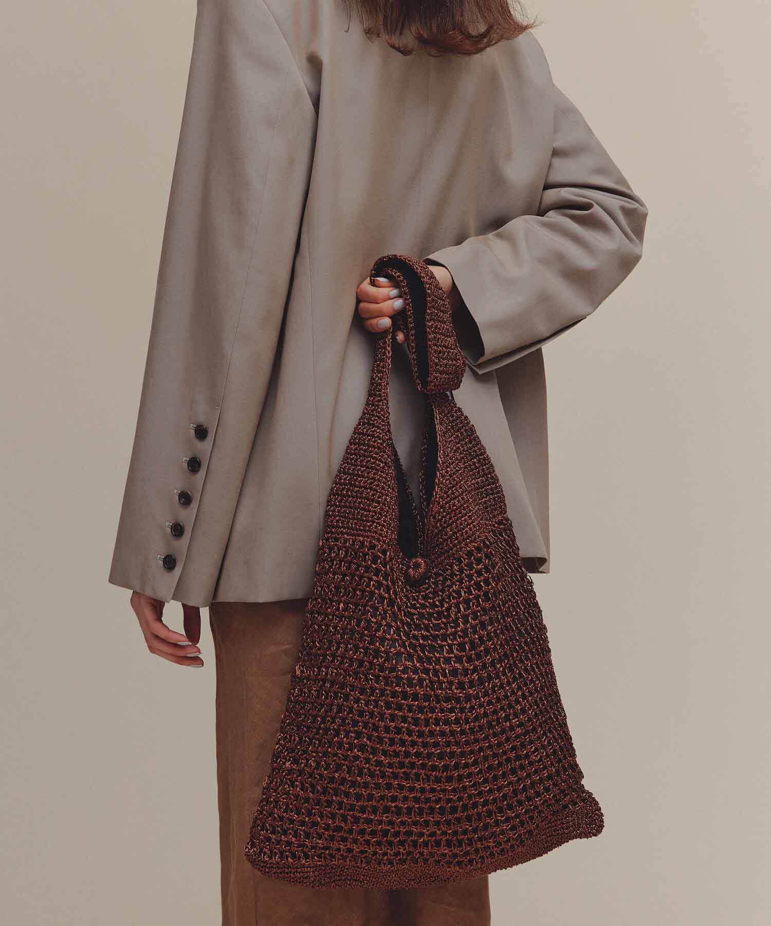 TOPKAPI TREASURE「【TREASURE TOPKAPI】メタリックニット ワンショルダー バッグ」|トートバッグ|ブロンズ