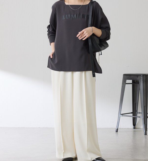  「スクエアネックジョーゼットロゴロンT」|Tシャツ・カットソー|